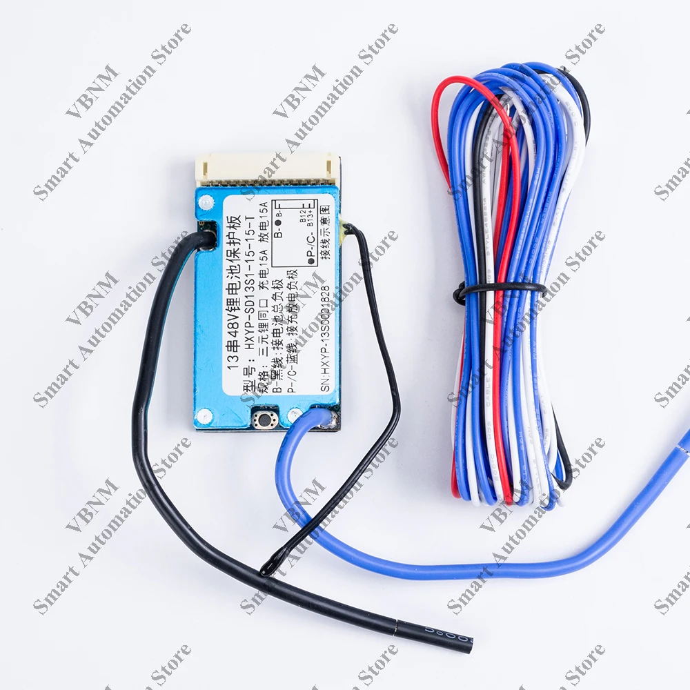 Bms-リチウムイオンバッテリー13s 48v 15a 3.7v,温度保護,一般的なポート,e-bike,e-スクーター充電,62x32x8mm
