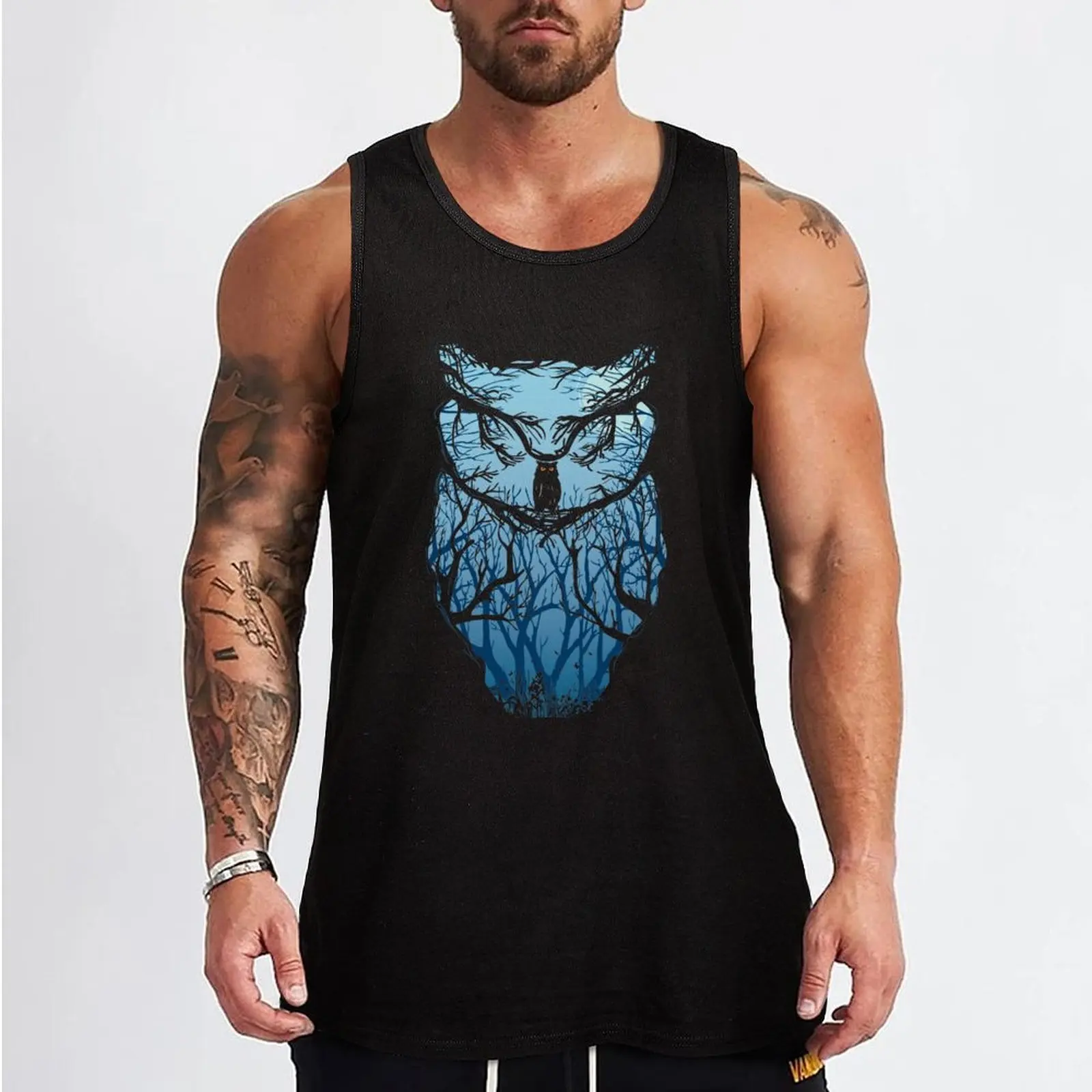 Rising owl Tank Top gym top Working vest men clothes