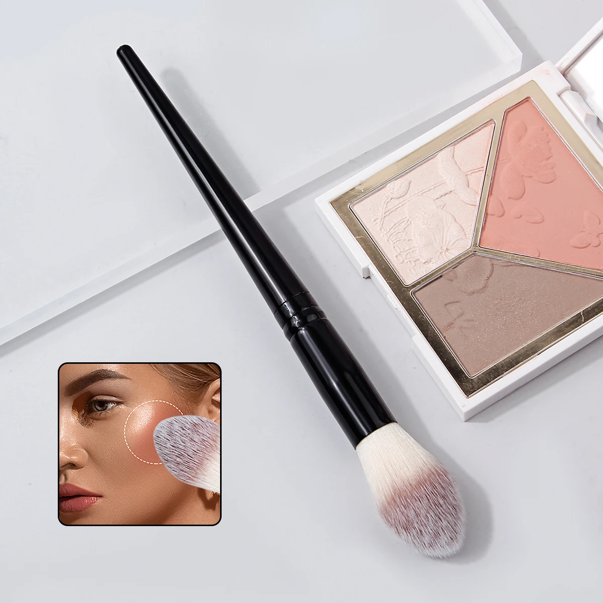 1PCS Blush Brush,for Liquid Foundation,Concealer,Blush&Highlight,Seamless Blending Cosmetic Tool for Flawless Daily Face Makeup