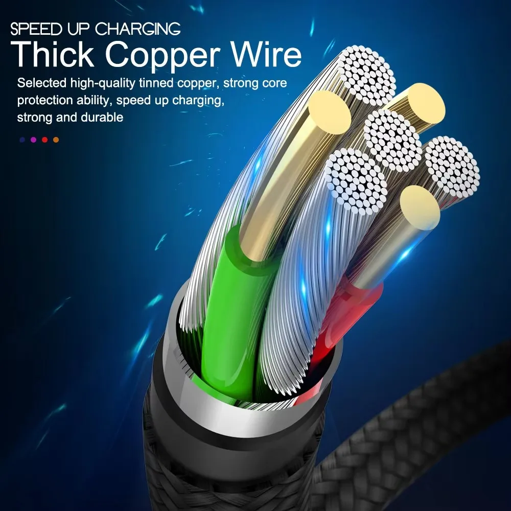 3PCS 20W USB Fast Charging Nylon Braided Cable For iPhone 11 12 13 14 Pro Max X XR XS Max SE Quick Charge USB-A Data Sync Cables
