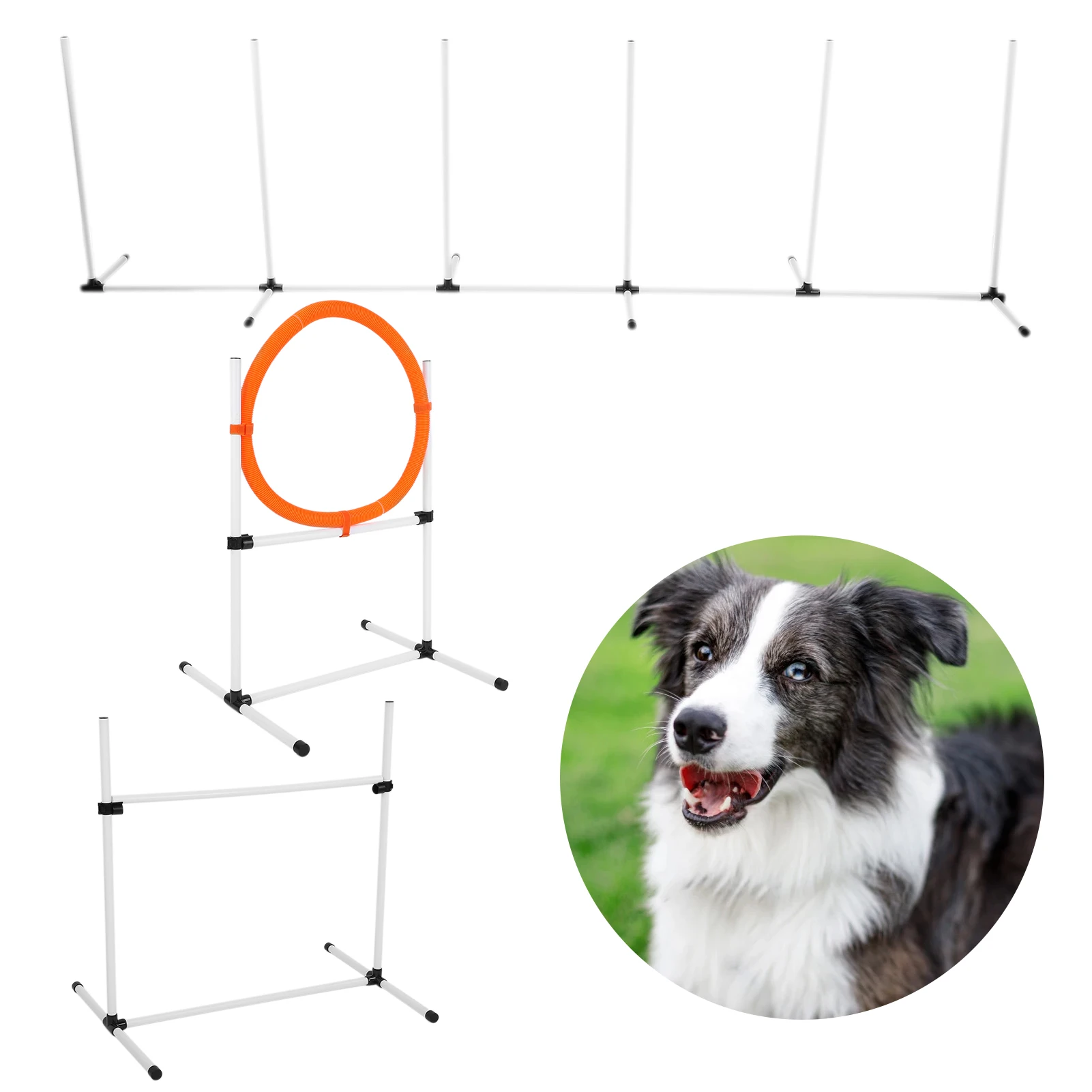 

Pet Training Equipment Dog Adjustable Bar Jump Hurdle Hoop Pole Obstacle Course Dog Jumps Set Pet Training Pole