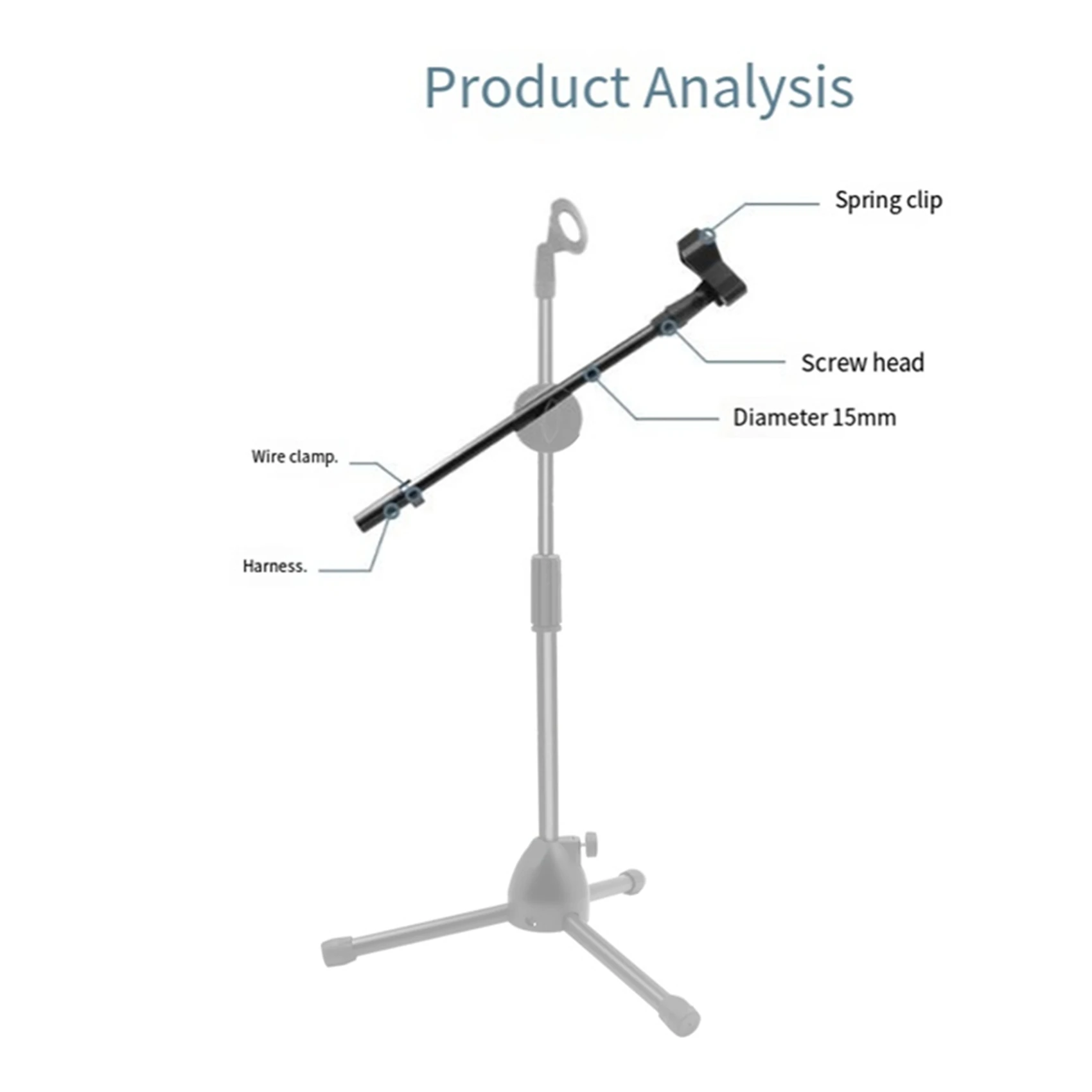 2X Adjustable Microphone Stand With Boom Portable Mic Clamp Mount For Schools Offices Theaters