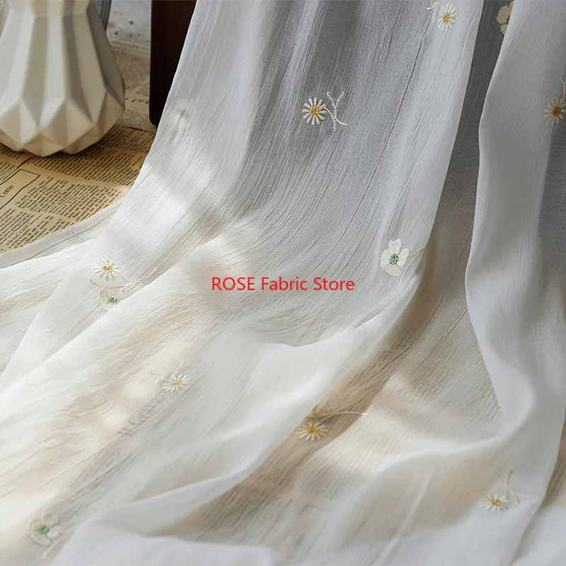 Tessuto morbido tulle ricamato a fiori per abiti superiori, camicie, abiti per bambini, abiti da sposa, cucito fai da te, abiti primaverili estivi