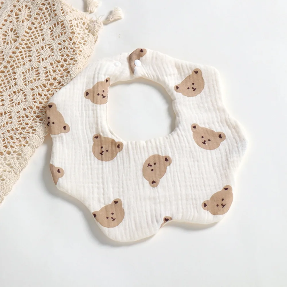 

Cartoon Anti-vomiting Bibs Cotton Yarn Flower Shape Baby Cotton Bibs Rotatable Round Neck Saliva Towel Neck Wear Accessories
