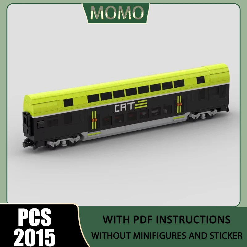 Moc Building Bricks City Airport Train (CAT) Train Passenger Car Model Technology Block Gift Christmas Toys DIY Set Assembly