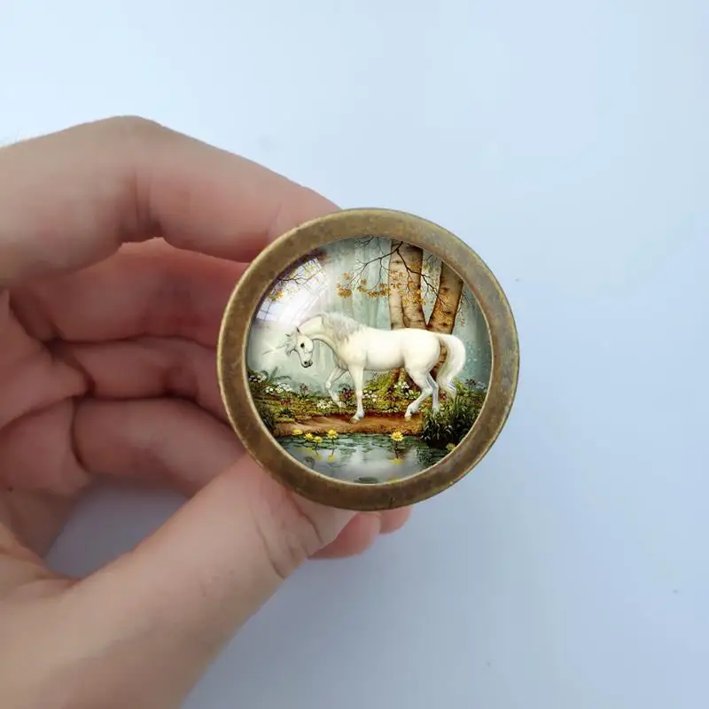 Unicorn Cabinet Dresser Knobs pull Glass Cabochon Knob Domed Cabinet Knobs Furniture Knobs