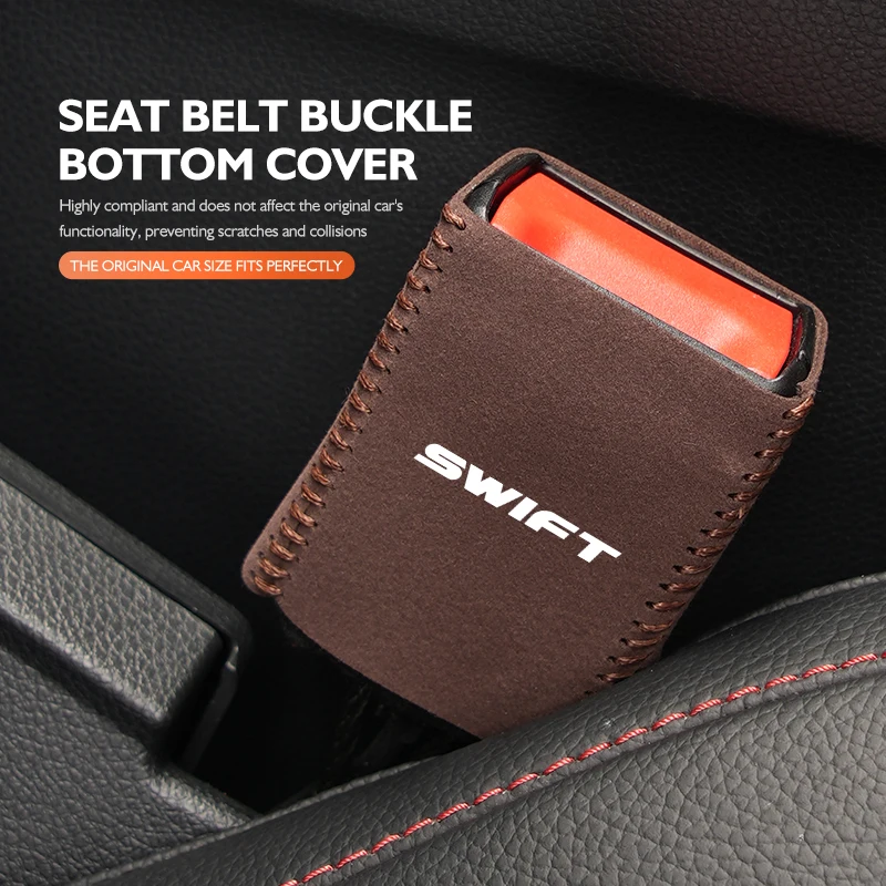 Suede Car Seat Belt Base Buckle Protector Cover Accessories For Suzuki Swift Sport zc33s zc31s zc72s 2022 2020-2005