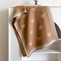 Luxury Brand Two-Sided Bees Scarf Imitation Cashmere Soft Warm Fringe Pashmina Shawl Winter Coldproof Windproof Blanket Scarf - Image 5