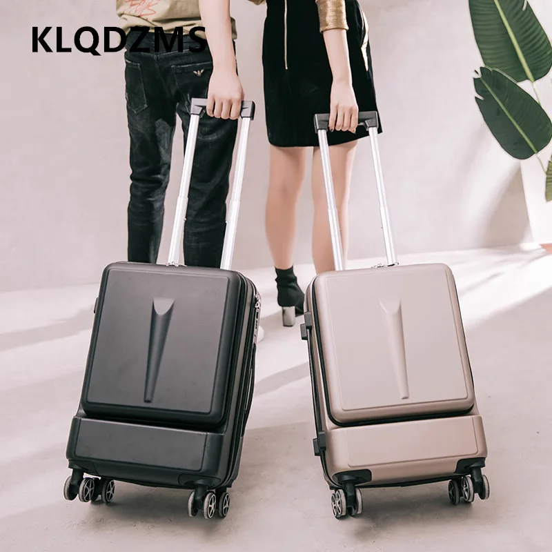 KLQDZMS ABS+PC-Kabinenkoffer mit Frontöffnung, Boarding-Koffer, 50,8 cm, USB-Lade-Trolley für Herren, 24-Zoll-Laptop-Gepäck für Damen