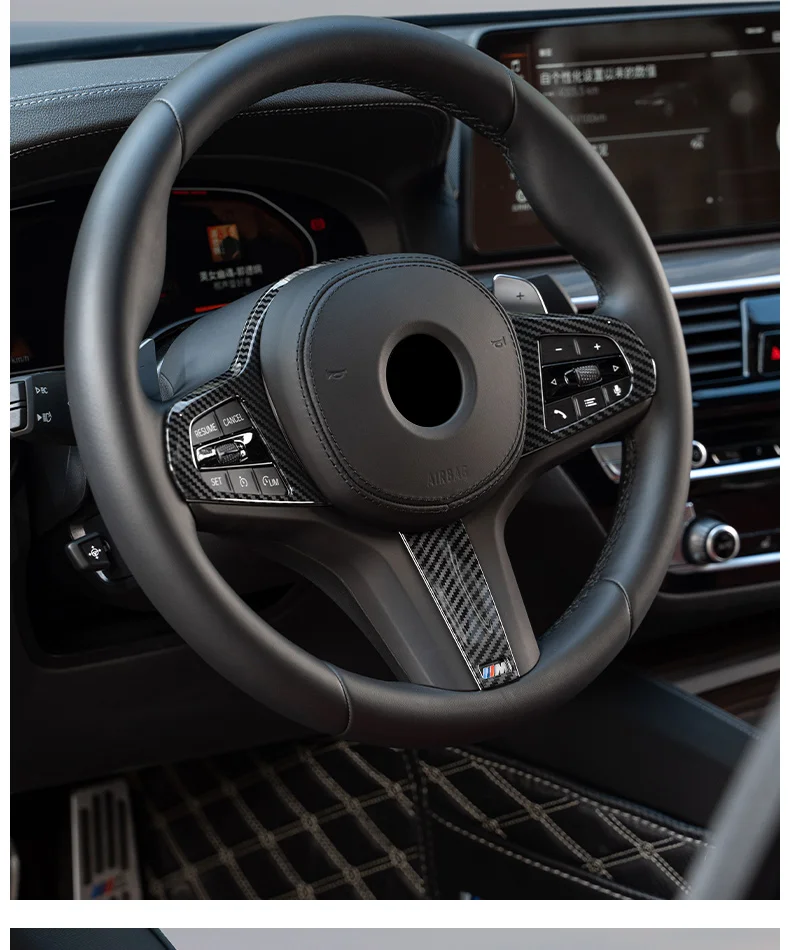 Kohle faser Auto Lenkrad Panel Dekoration Rahmen Abdeckung für BMW M Sport G30 G32 G20 X3 X4 G01 G02 X5 X7 G05 G07 5er – Detail 17