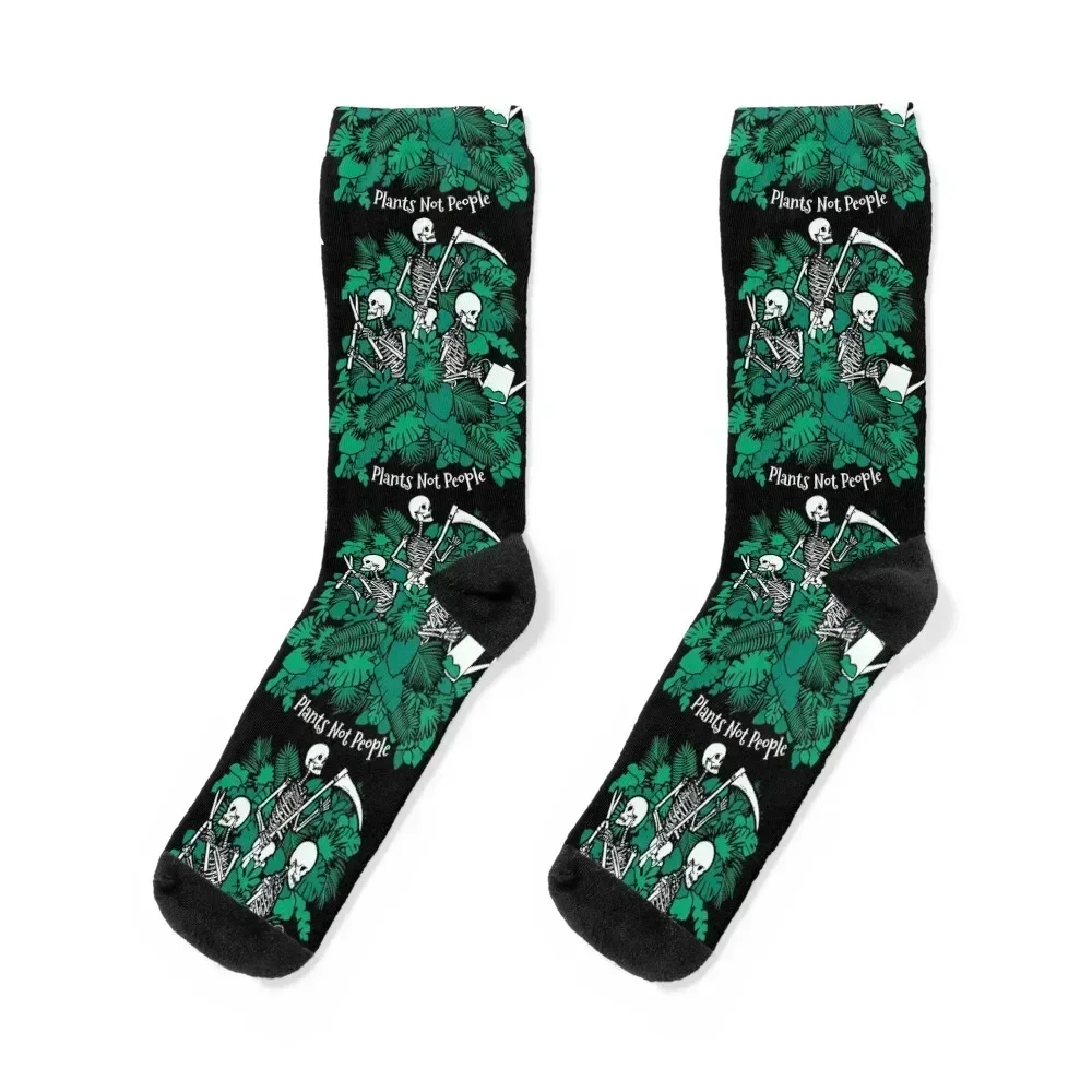 Plants Not People Introvert Goth Gardener Skeleton Halloween Socks christmas gift summer Women's Socks Men's