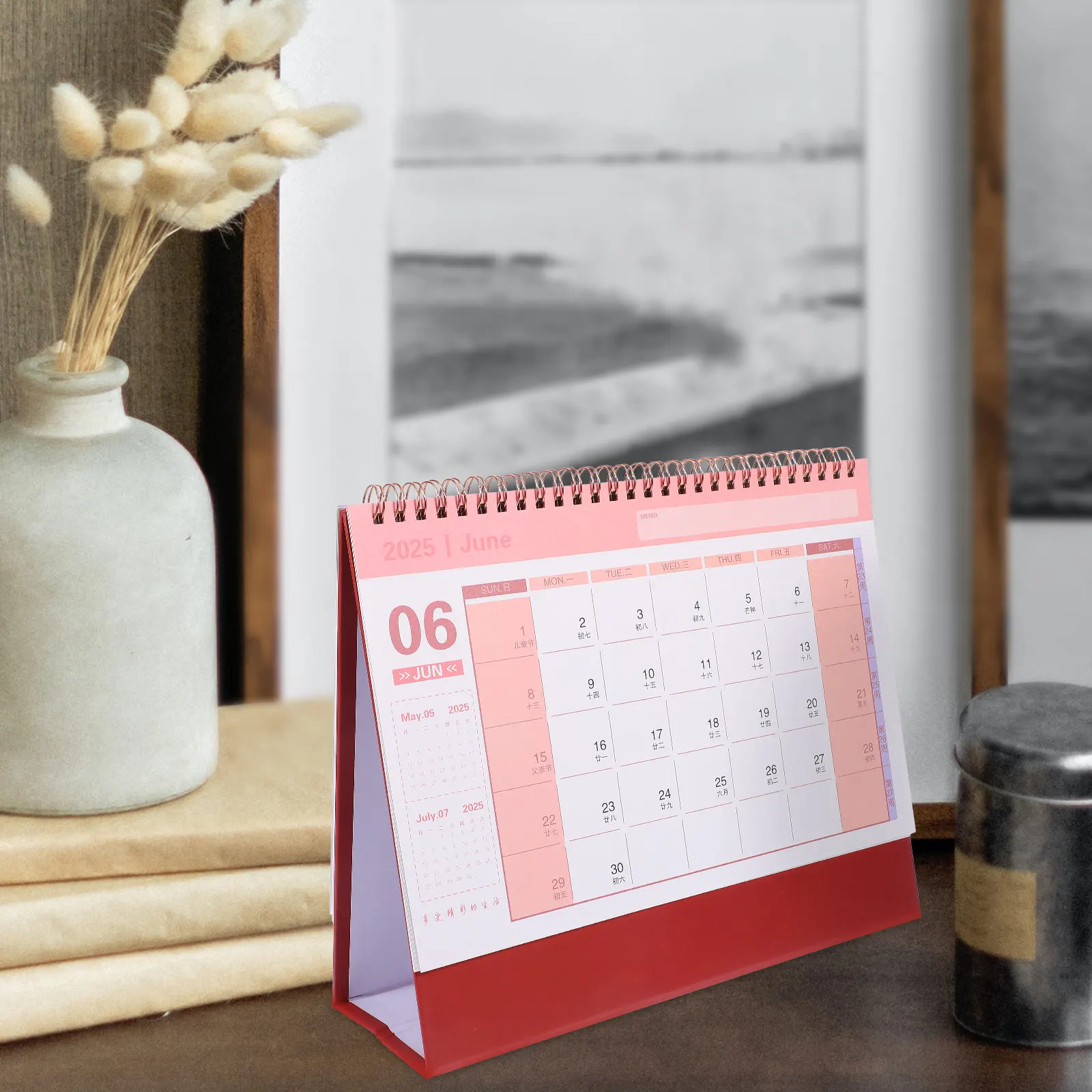 

2025 Desktop Calendar Flip Design Standing Table Calendar Compact Mini Desk Organizer for Teachers Students Professionals