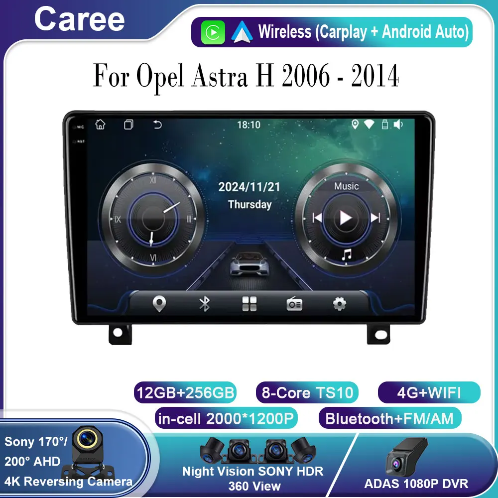 

Android15 Car Radio For Opel Astra H 2006 - 2014 Auto Video Multimedia player Navigation GPS Stereo QLED WIFI 4G LET BT No 2din