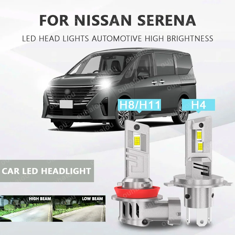 

2Pcs H4 H8H11 LED Headlight LED Lights Head Lamp for Car LED Headlight Bulb with heat sink For NISSAN Serena