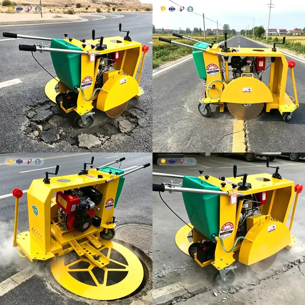 GX390 Engine Concrete Asphalt Construction Road Cutting Saw Machine With Water Tank Walk Behind Floor Cutter