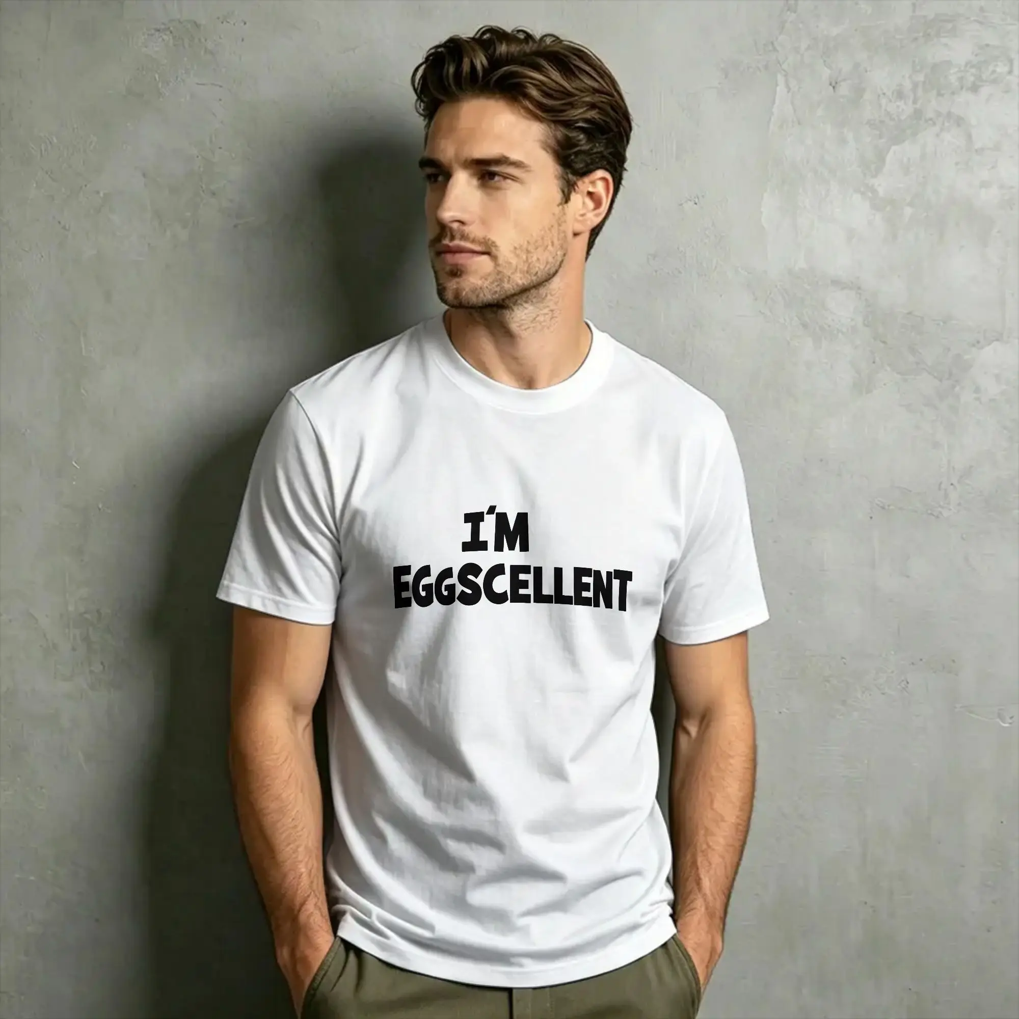 Men's Printed“ IM EXCELLENT” T Shirt  Cotton Tops Fashion Short Sleeve Round Neck Tees Gift Idea T-Shirt