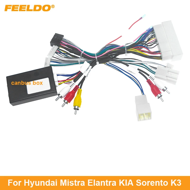 

FEELDO Car Audio Android 16PIN Power Wiring Harness Cable Adapter With Canbus Box For Hyundai Mistra Elantra KIA Sorento K3