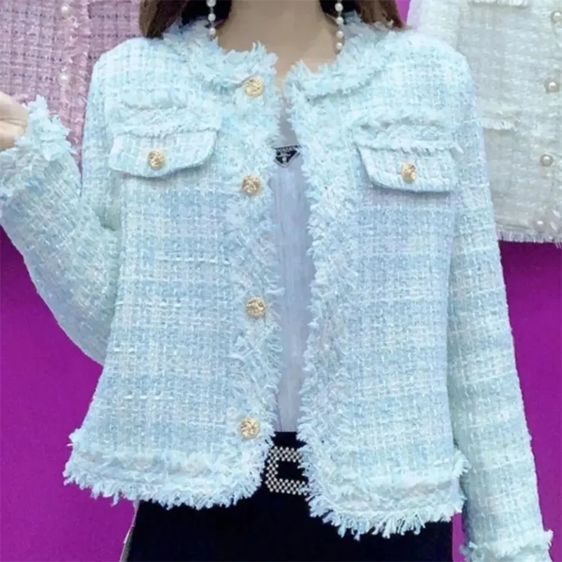 Good-Looking Spring Autumn Jacket 2026 New Women Coat Tops Small Fragrant Style Round Neck Casual Short Coat Outwear Female