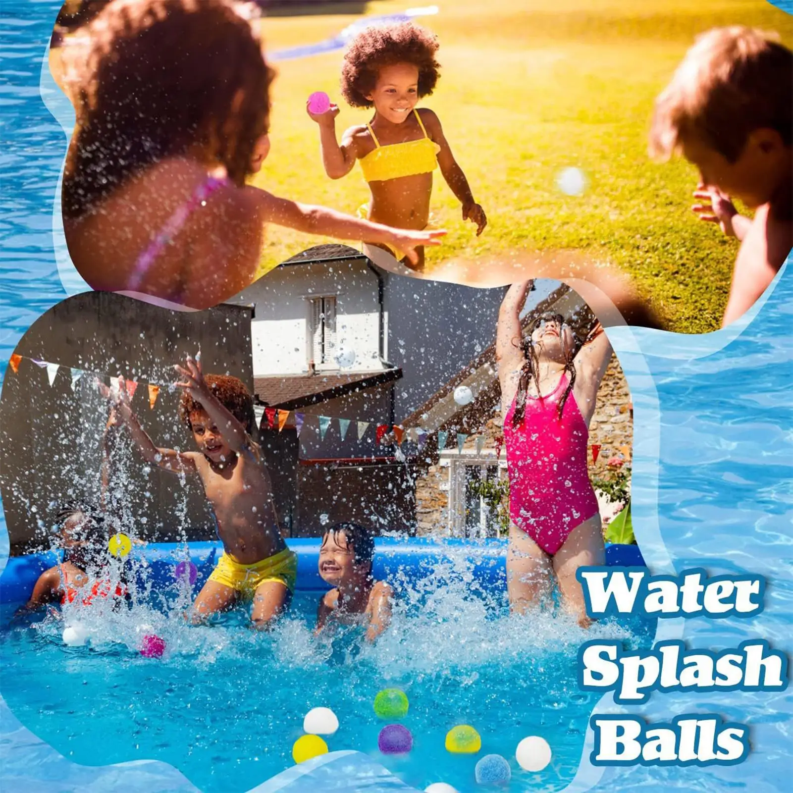 60pcs Reusable Water Balloons, Water Sponge Balls for Pool Parties water fight toys Summer Ball for Pool And Backyard play
