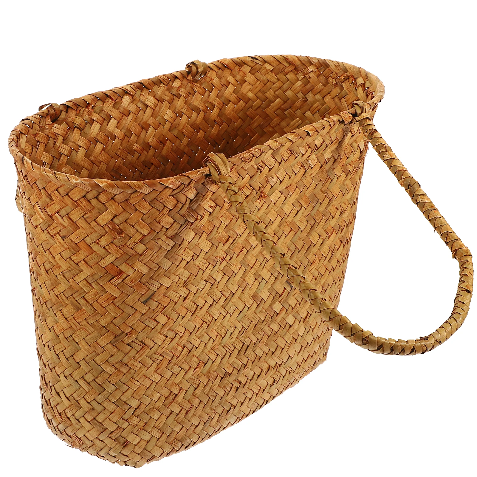 

Picnic Basket Props Hand Woven Straw Large Wicker Handle Kids Modern Shopping Basket Portable Outdoor Storage