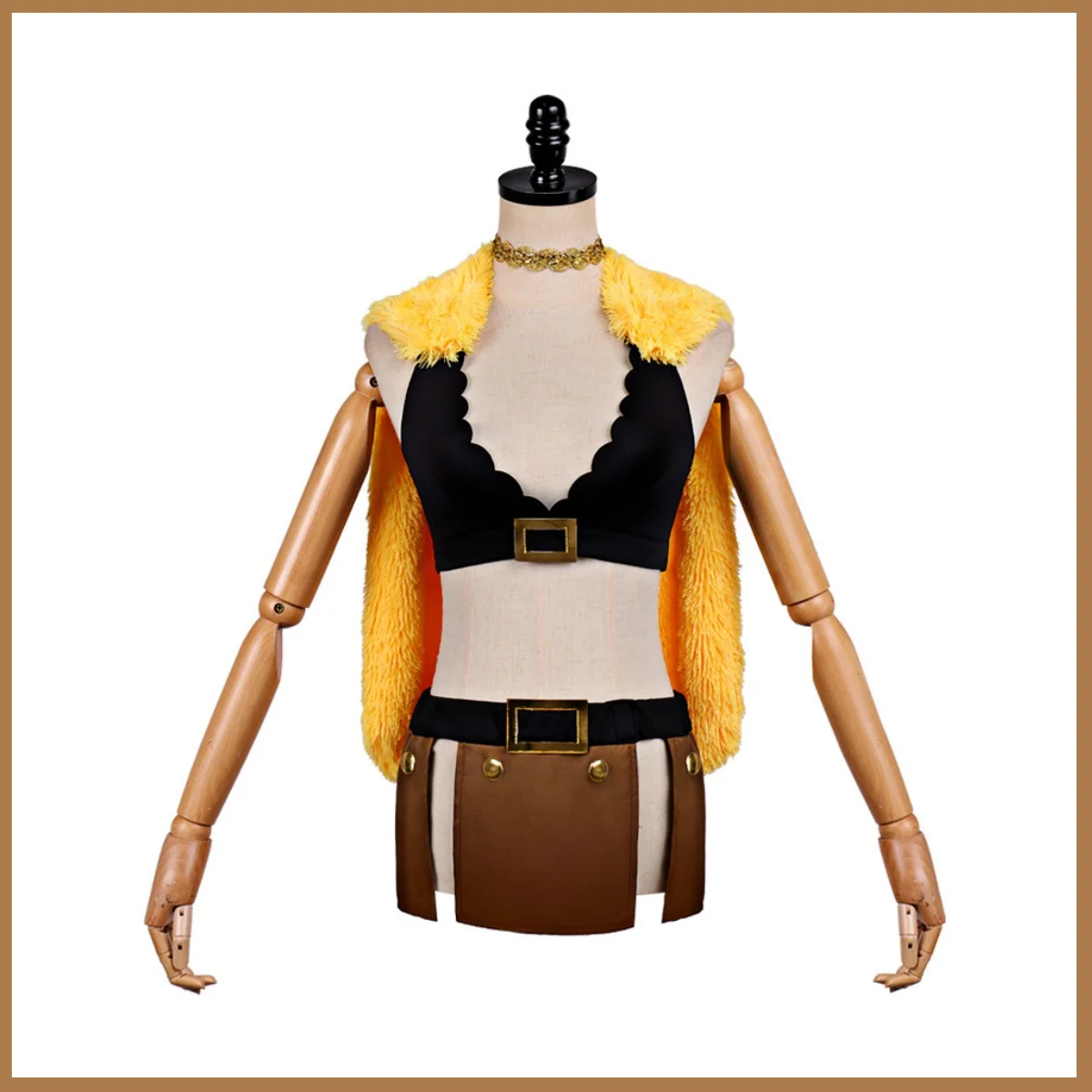 Anime Elbaph Nami Cosplay Costume Black Tight-fitting Tops Plush Shawl Coat Outfits Woman Sexy Carnival Halloween Suit - view 4