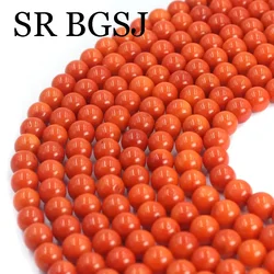 7mm Round Jewelry DIY Real Genuine Natural Orange Coral Beads Strand 15