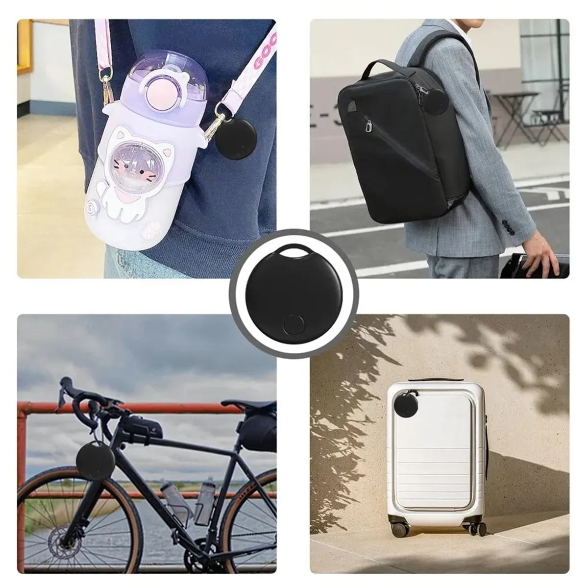 Bluetooth GPS Tracker for Air Tag Replacement Via Find Locate Bag Bottle Card Wallet Bike Keys Finder White