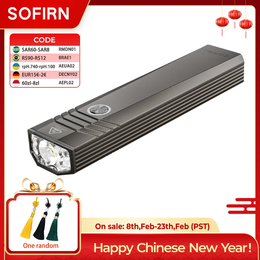 SOFIRN ST1 Square Pocket Flashlight 1500lm 226m USB C Rechargeable Lamp 2100mah IPX7 Waterproof Light for Camping&Fishing