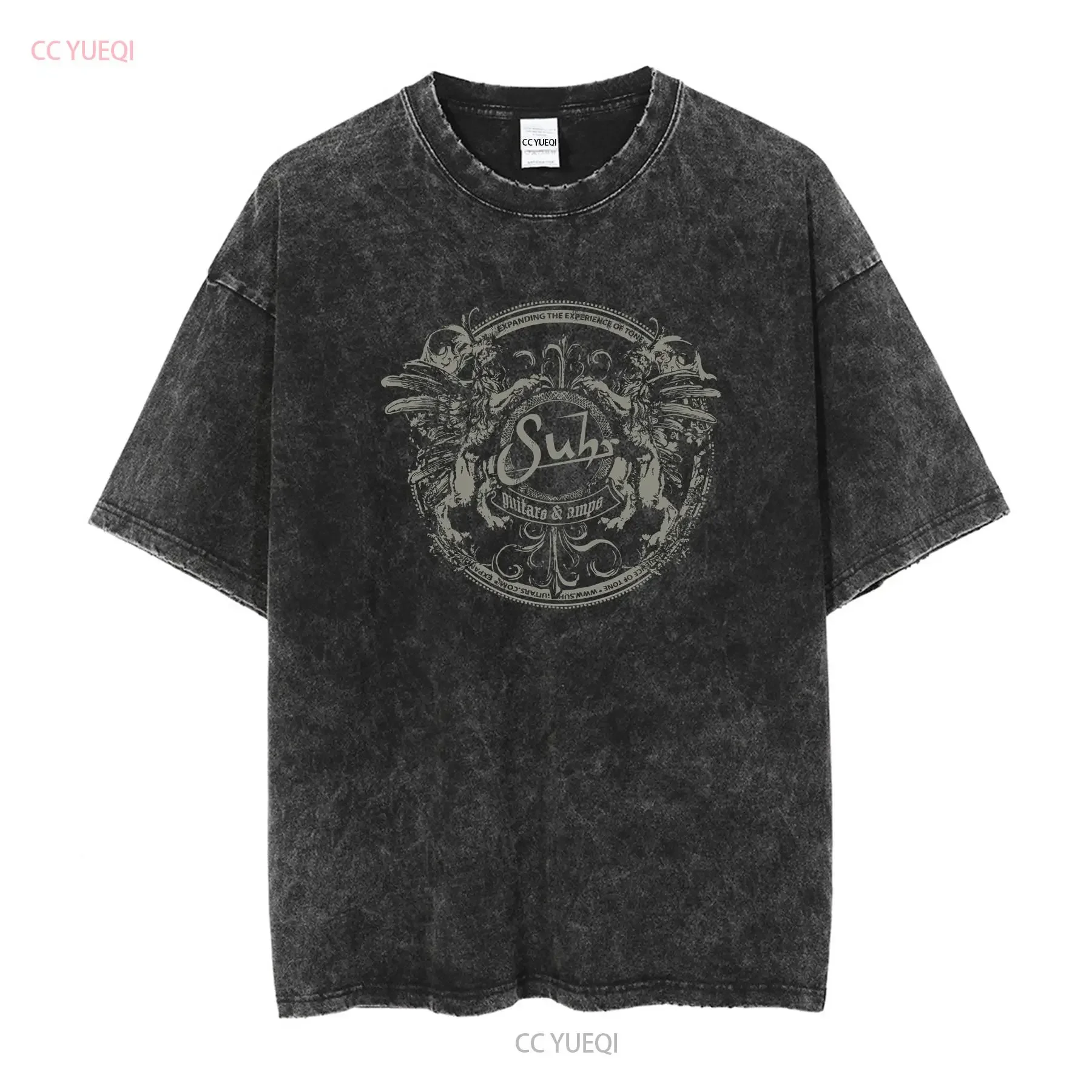 Vintage Suhr Guitars Amps T Shirt Black Large Music Guitar Amplifier Logo Vtg vintage Washed Versatile Breathable homme