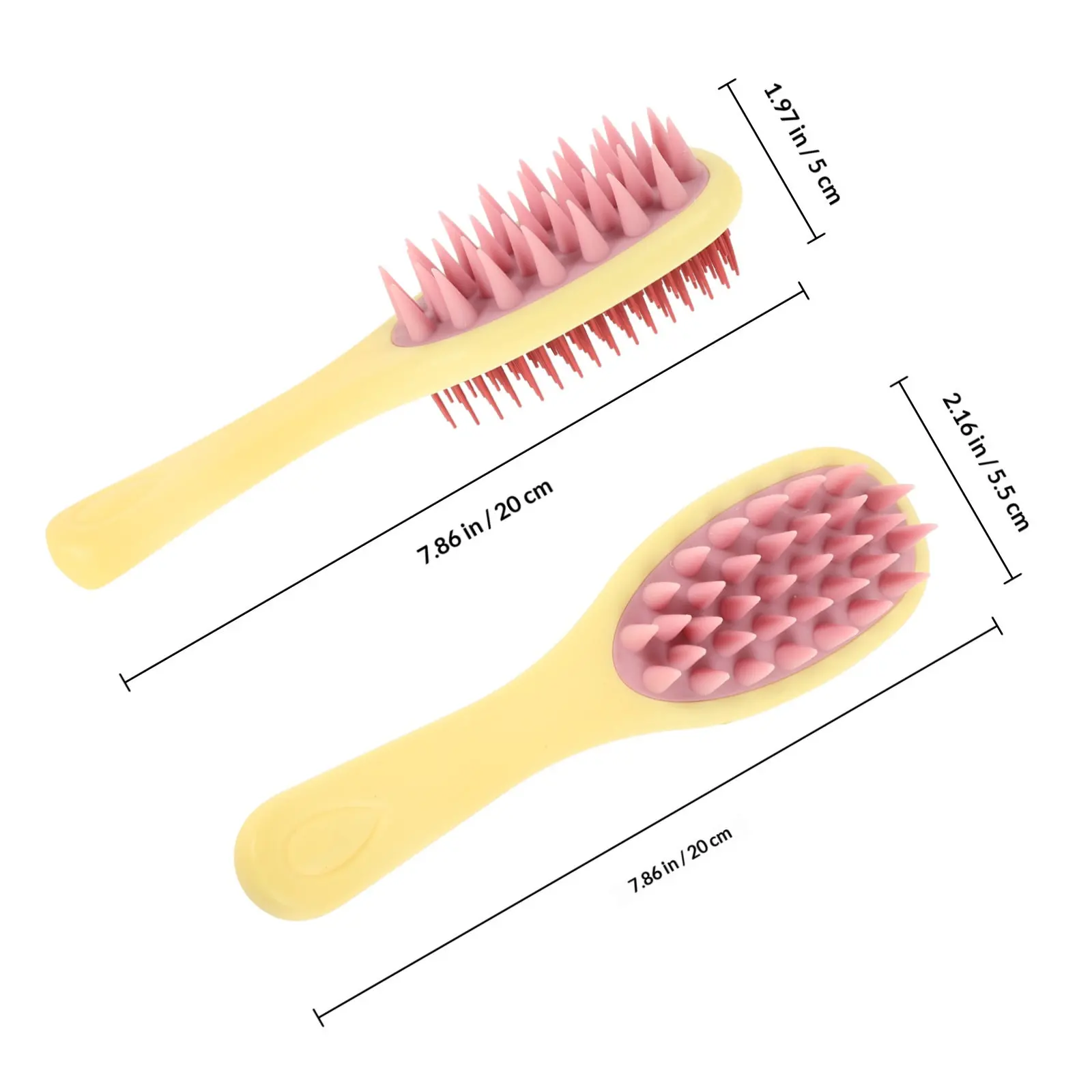 Long Handle Hair Scalp Massager Shampoo Brush Dual Tooth Silicone Scrubber for Shower Cleaning Dandruff Removal Body Bath Brush