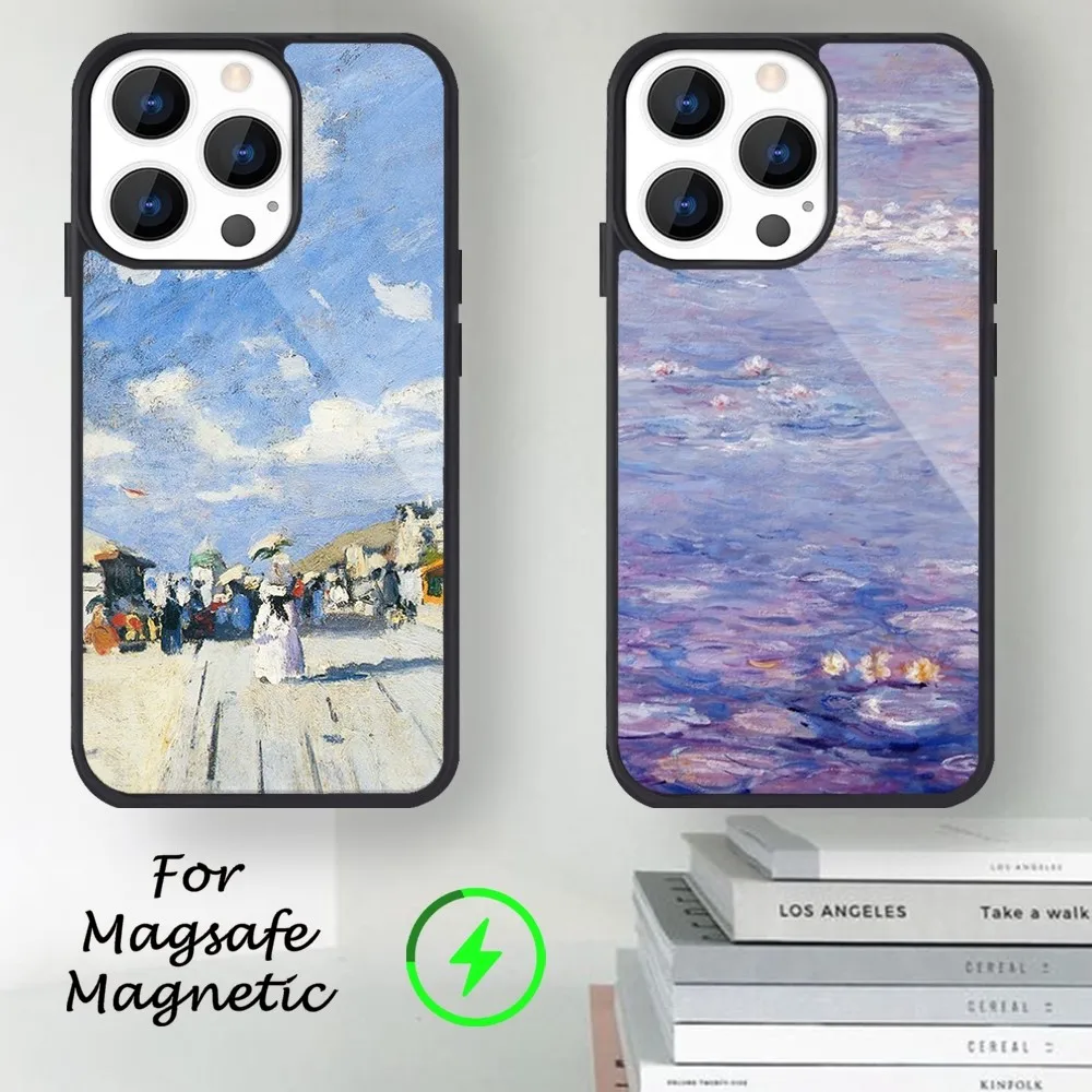 Claude Monet artwork Phone Case For iPhone 14 13 12 11 15 Pro Max Magsafe Magnetic