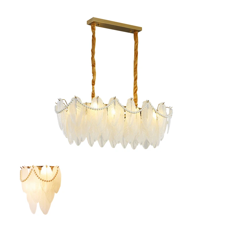 Oval White Feather Frosted Glass Ceiling Pendant Lights Big Home Decor Light Fixture Elegant Lamapras Dining Room Lampen