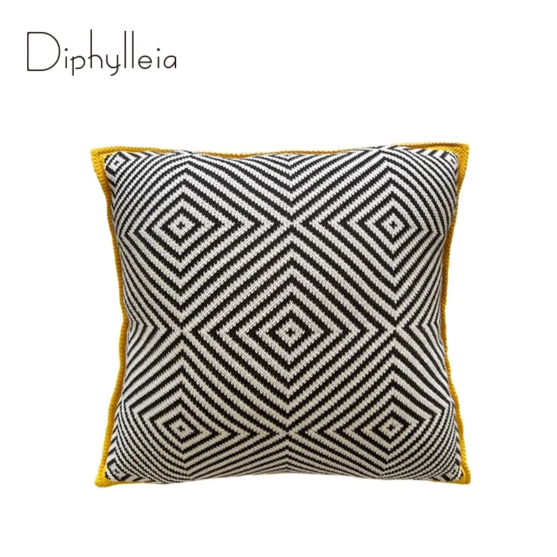 

Diphylleia Black Yellow Honeycomb Geometry Pattern Knitting Pillowcase Luxury Cushion Cover Modern Stockholm Style Home Decor