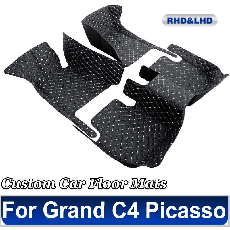 Car Floor Mats For Citroen Grand C4 Picasso SpaceTourer 7seat 2006~2013 leather Mat Rugs Pad Interior Parts Car Accessories 2010