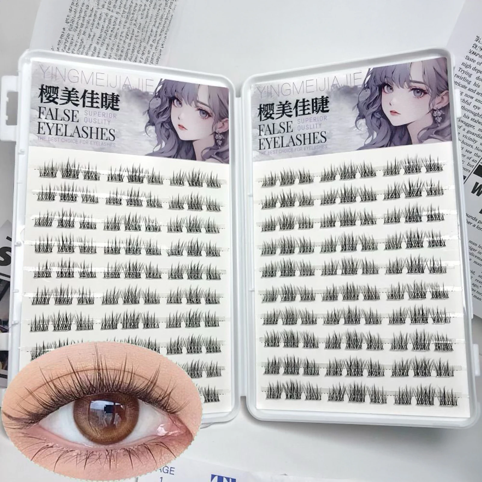 رموش صناعية رفيعة للغاية خالية من الغراء طبيعية لا حاجة للغراء رموش مجزأة مجموعات رموش مانغا ذاتية اللصق #2