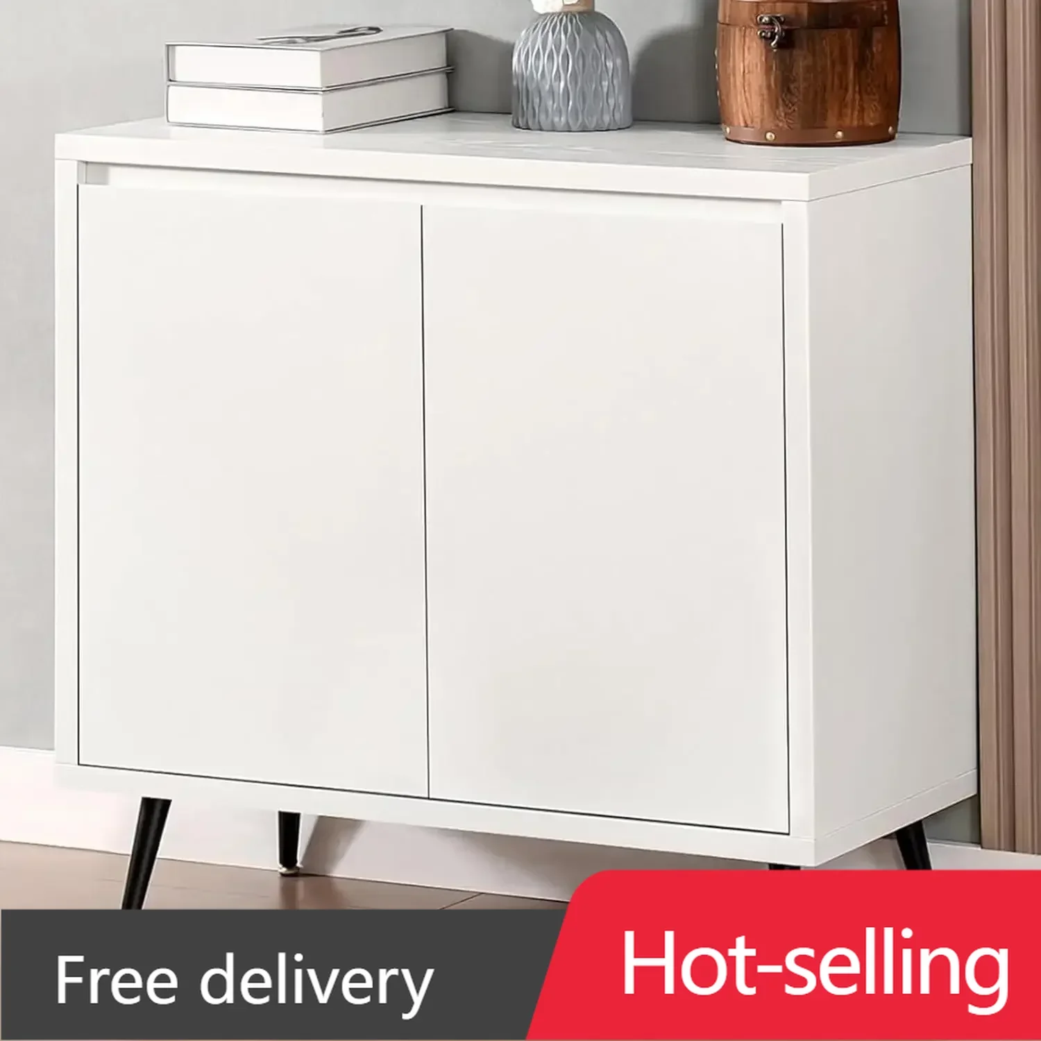 

Sideboard Cabinet, 2-Door Decorative Storage Cabinet, Modern Freestanding Cabinet, Sideboard with Metal Legs, Living Room