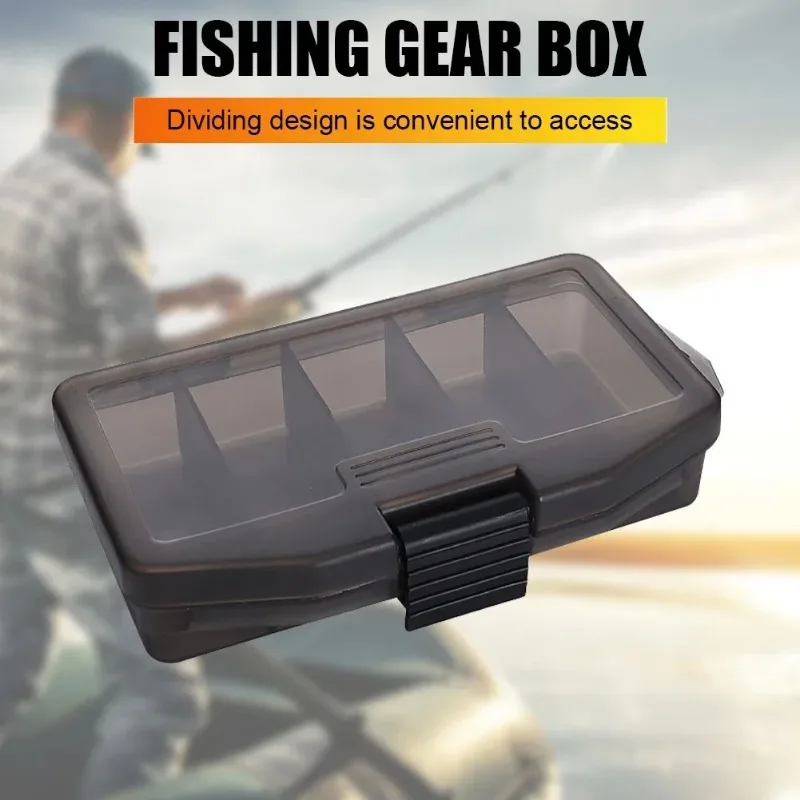 

5 Grids Fishing Tackle Boxes Compartments Container Plastic Fishing Lure Hook Case Double Sided Fishing Gear Accessories Tool