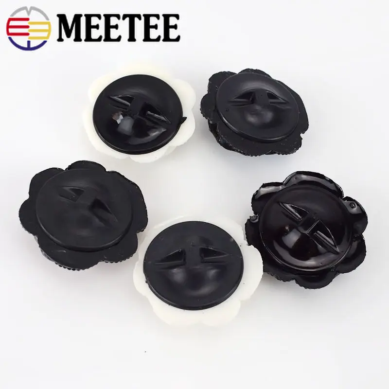 5/10Pcs Meetee 46mm Plastic Resin Rhinestone Button Rose Flower Overcoat Shirt Decorative Buckle DIY Garment Sewing Accessories