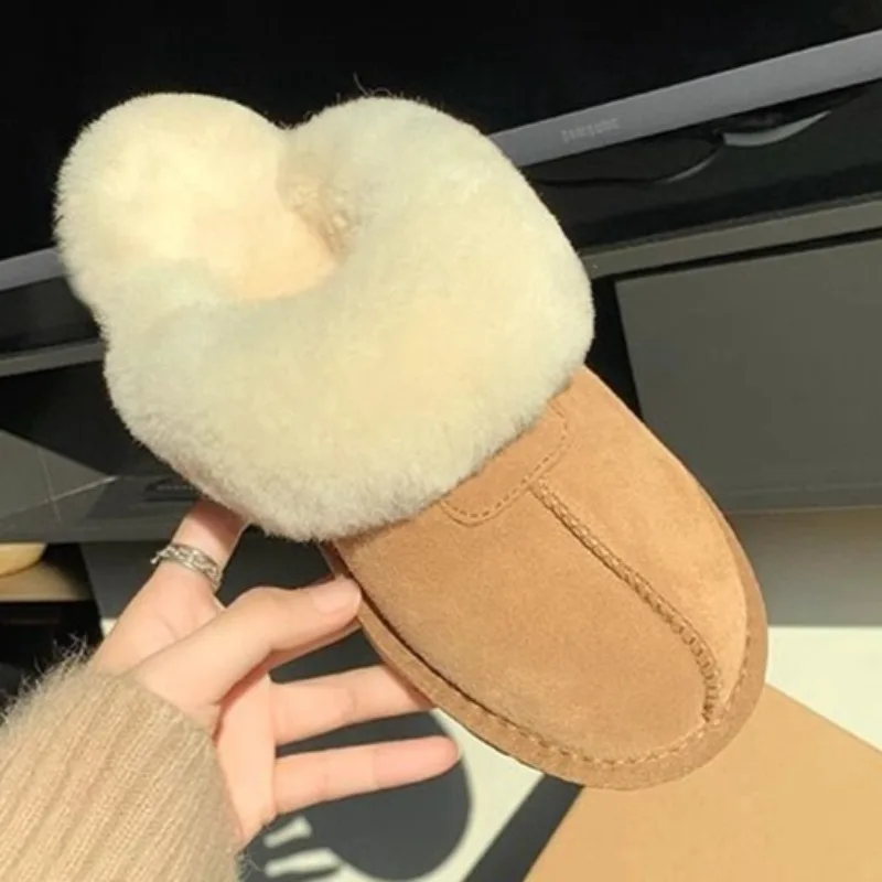 

Женские зимние новые непромокаемые сабо из искусственной замши с открытой пяткой, повседневные бархатные толстые теплые тапочки без шнуровки для отдыха, большой размер