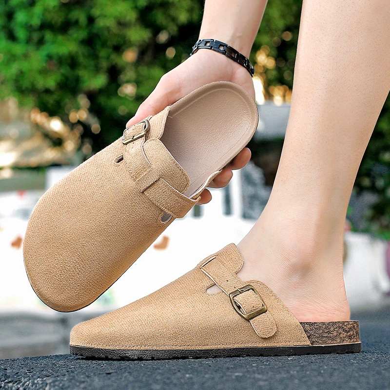 

Весна 2026 — летние сандалии без шнуровки для пар с закрытым носком, противоскользящая пробковая обувь, мюли на подошве, повседневная удобная обувь