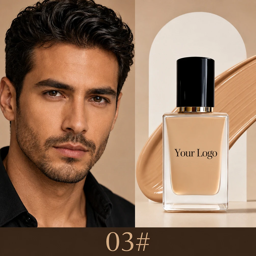 private-label-liquid-foundation-custom-logo-6-shade-natural-brightening-oil-control-men's-foundation-full-coverage-base-makeup