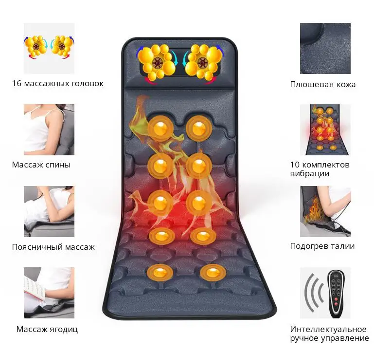 

Electric Neck Massager Heating Vibrating Back Waist Massage Cushion Shiatsu Body Massage Mat for Home Office Car