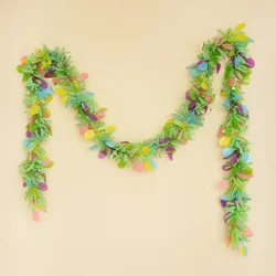 2M Easter Garland Colorful Tinsel Stripe Hanging Ornament DIY Wreath Crafts Spring Easter Home Decoration Kids Gift Rabbit Decor
