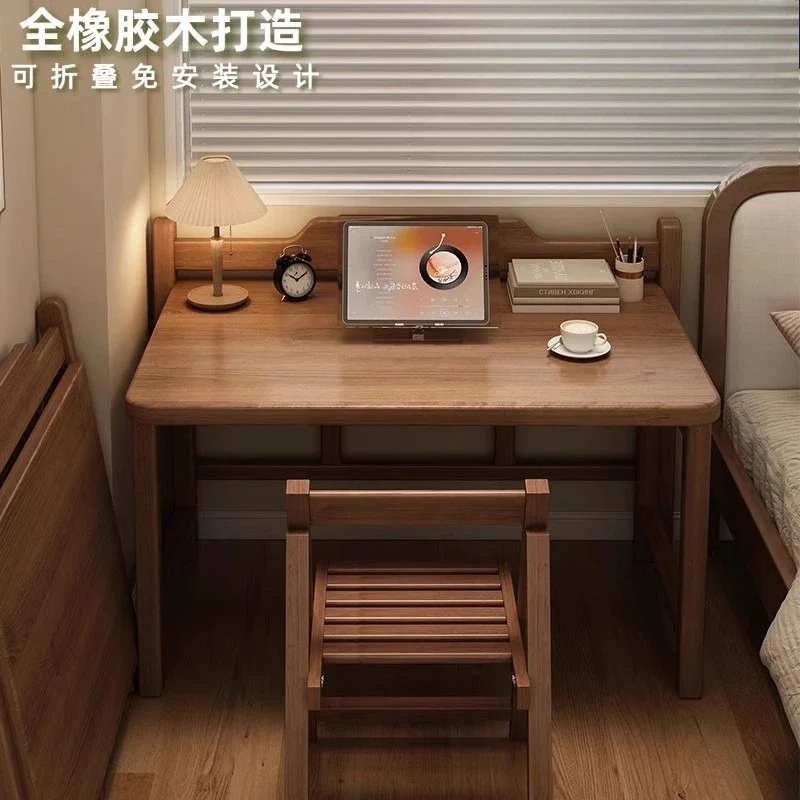 Solid wood folding desk student household computer desk bedroom small apartment bedside study small