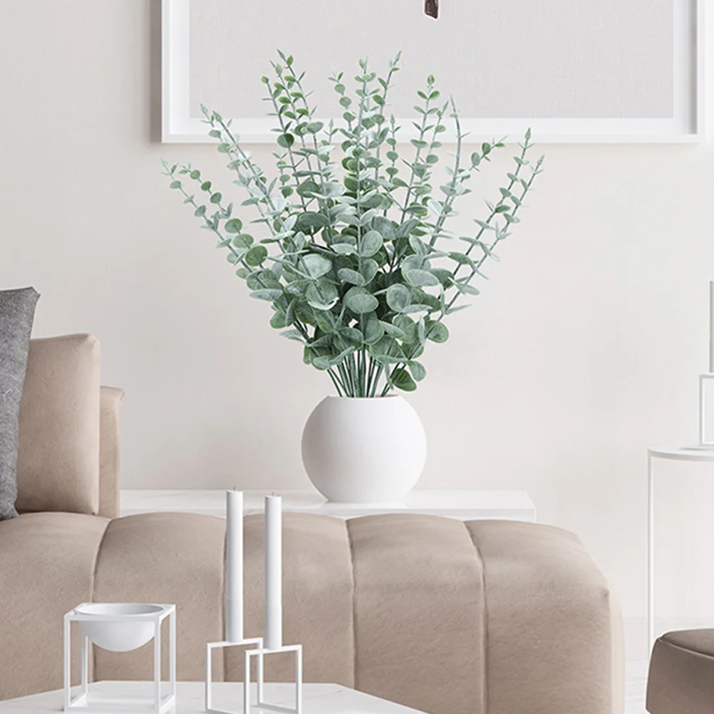 

48 Pcs Simulation Eucalyptus Leaves 38cm Artificial Green Plants Decor Fake Branches Vase Living Room Bedroom Kitchen Desk