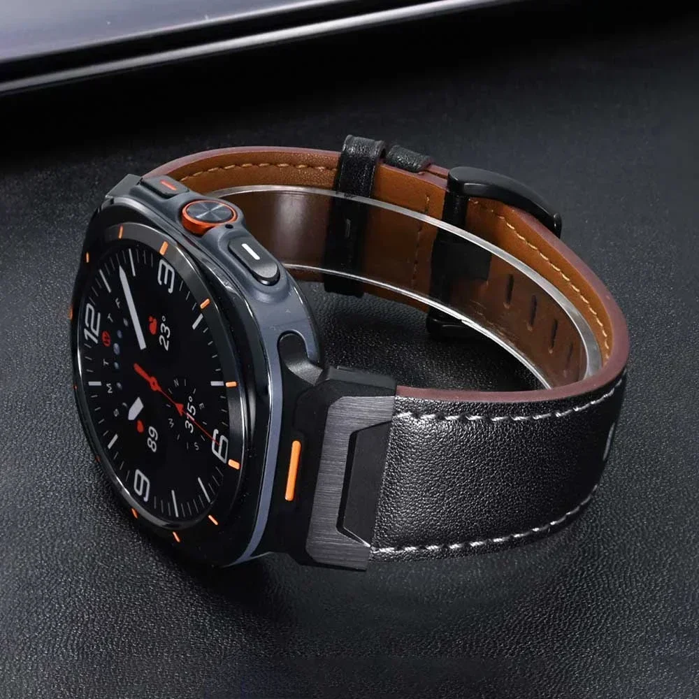 Luxury Leather Band For Samsung Galaxy Watch Ultra 47mm QuickFit Men Business Belt Correa For SAMSUNG GALAXY ULTRA 47MM Bracelet