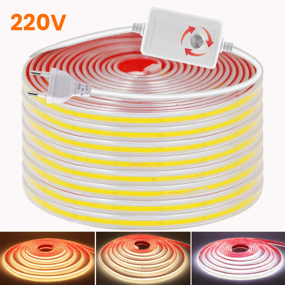 fita-de-led-neon-cob-dimerizavel-220v-com-kit-de-energia-eu-288-leds-m-fita-adesiva-flexivel-a-prova-d'Agua-3000k-4000k-6000k-para-decoracao-de-casa