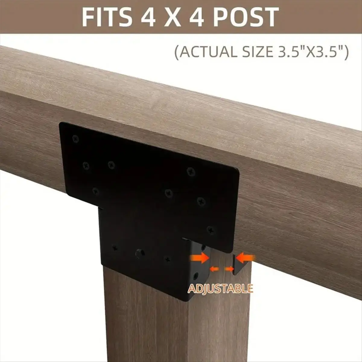 ABZT 4Pcs Pergola Brackets Set, 3-Way T Brackets for 4x4inch Lumber Post, Heavy Duty Steel for Gazebos,Patio,Pergolas - Black