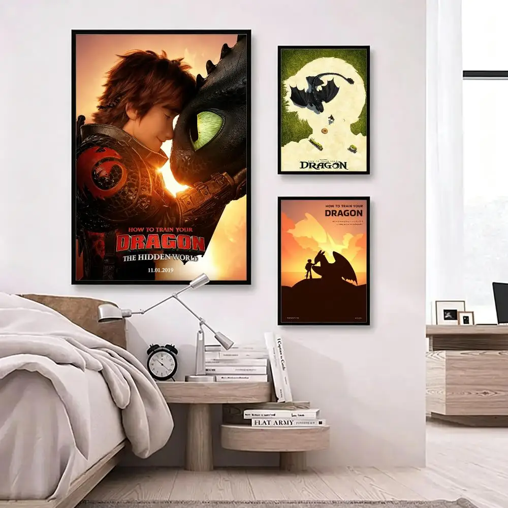 movie How to Train Your Dragon Poster Poster HD Waterproof Self-adhesive Art Print Wall Decor for Bedroom Living Room Gift