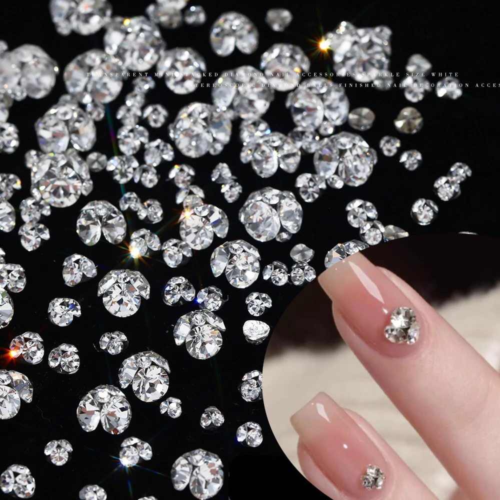 10 Stück 2–6 mm weiße, klare, glitzernde Bohrer, durchscheinende Flordiamanten, Nagelkunst, Strasssteine, Schmuck, Dekorationen, Maniküre, DIY-Zubehör #